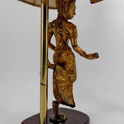 Paire de Lampes Sculpturales en Bronze Doré, Danseuses Thaïs, XXe