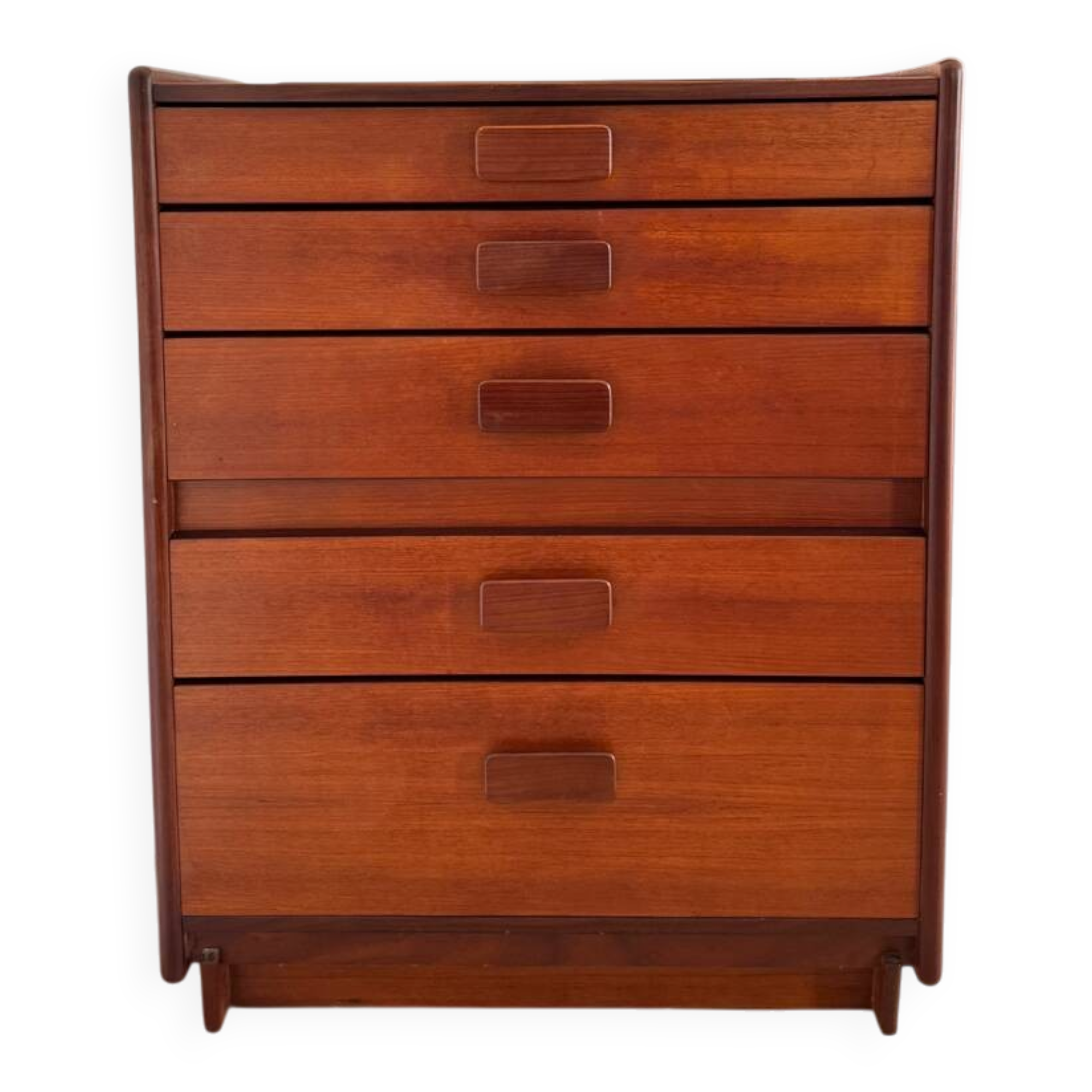 Commode haute 5 tiroirs en teck années 60