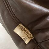 Fauteuil et ottoman Marsala en cuir marron par Michel Ducaroy pour  Ligne Roset