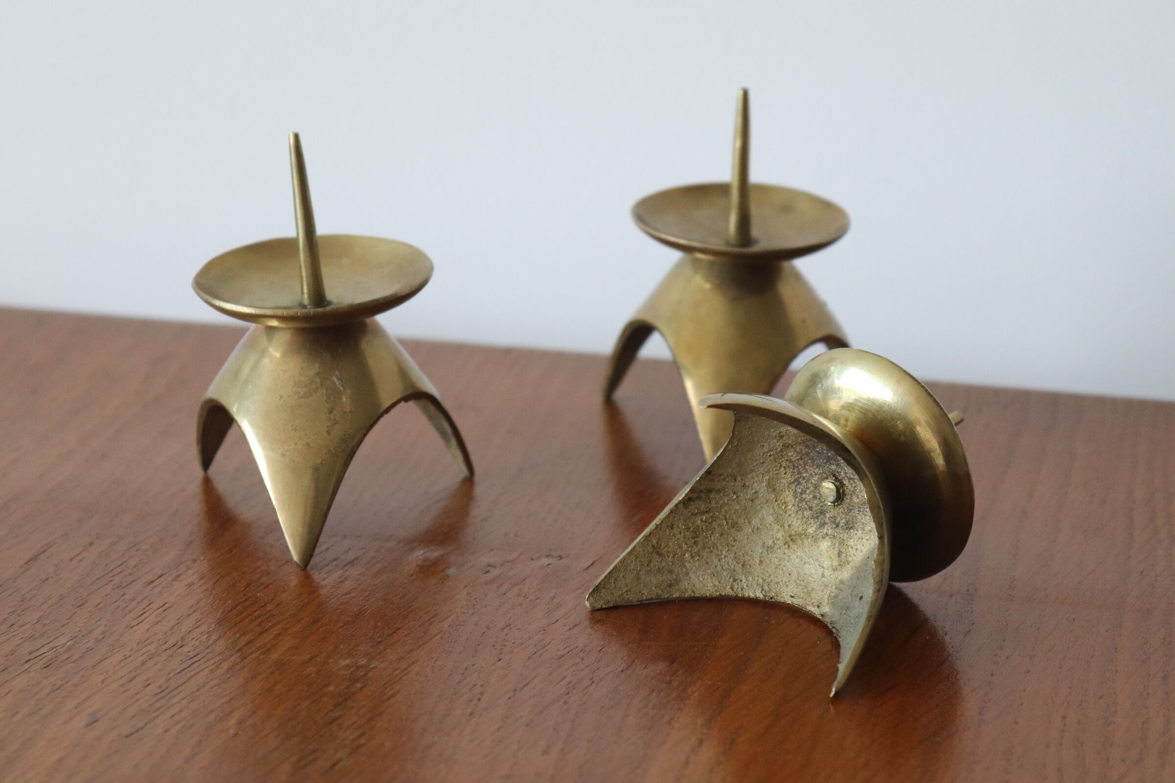 Set de 3 bougeoirs en laiton