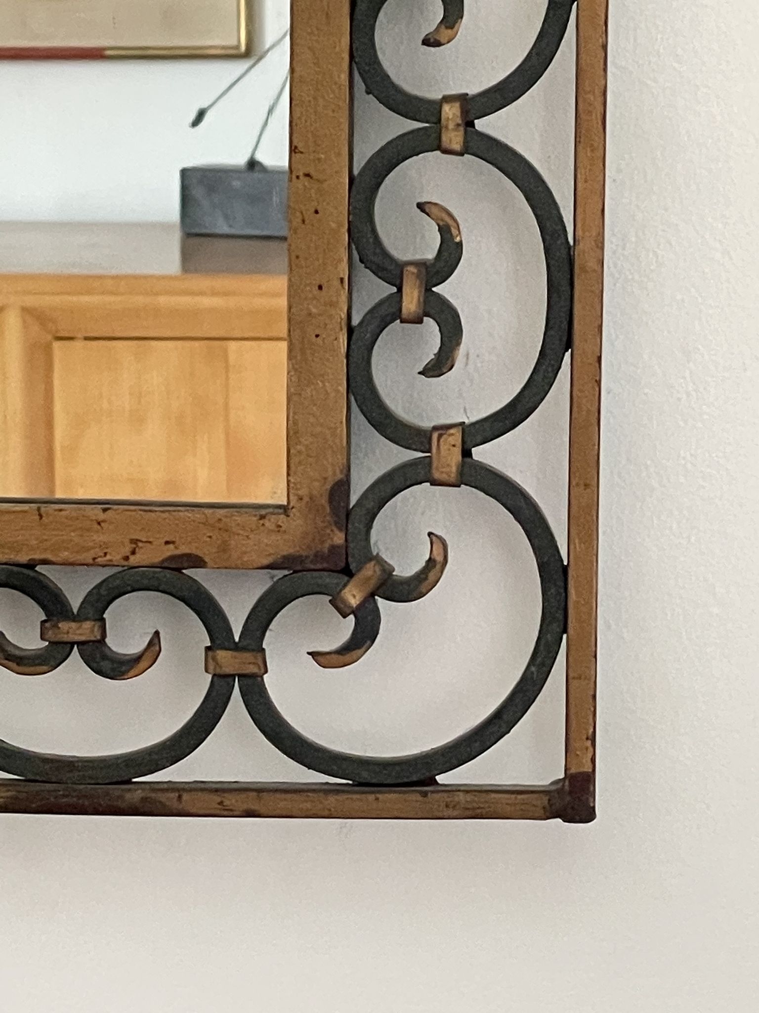 Art deco wrought iron mirror