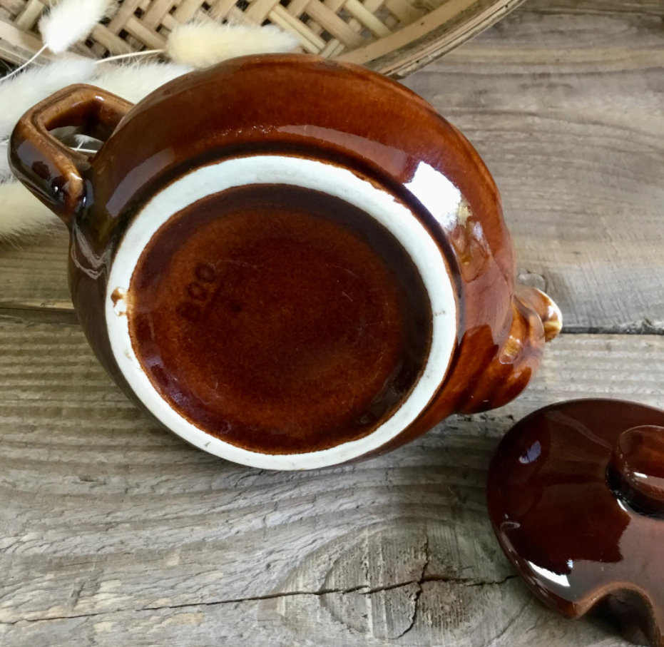 Vintage brown ceramic teapot