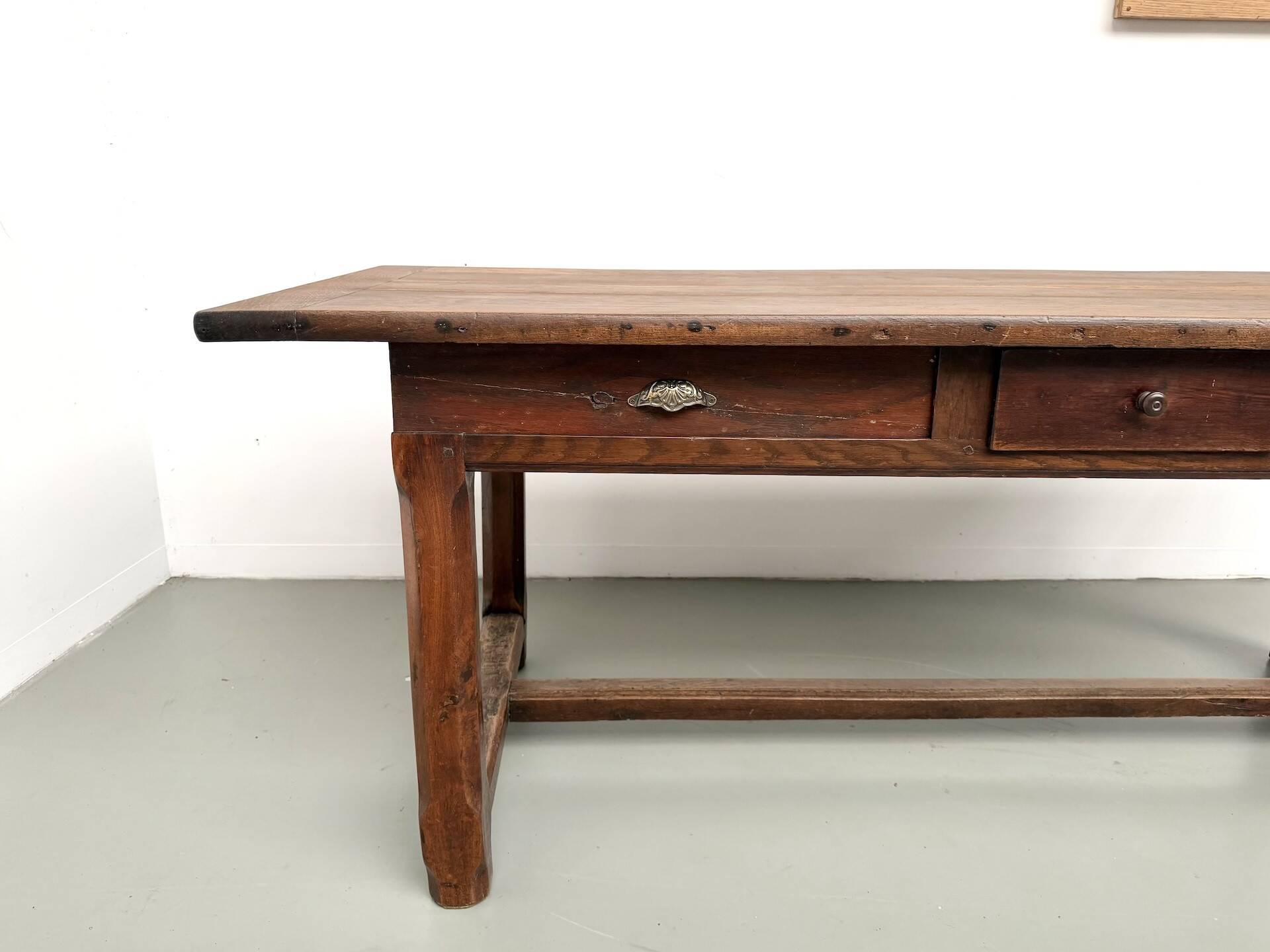 Farmhouse table, solid oak, 20th century.