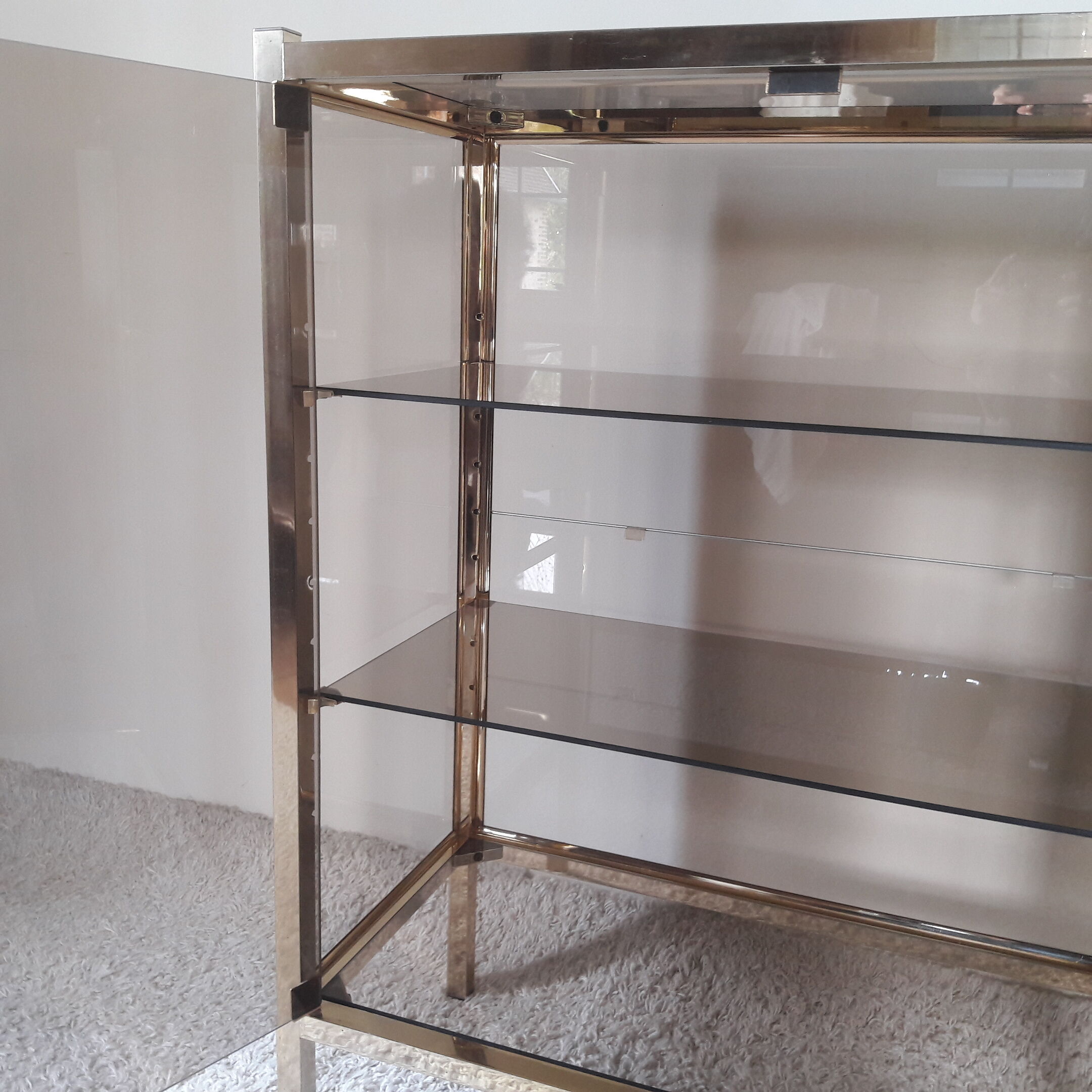 Window glass and brass vintage