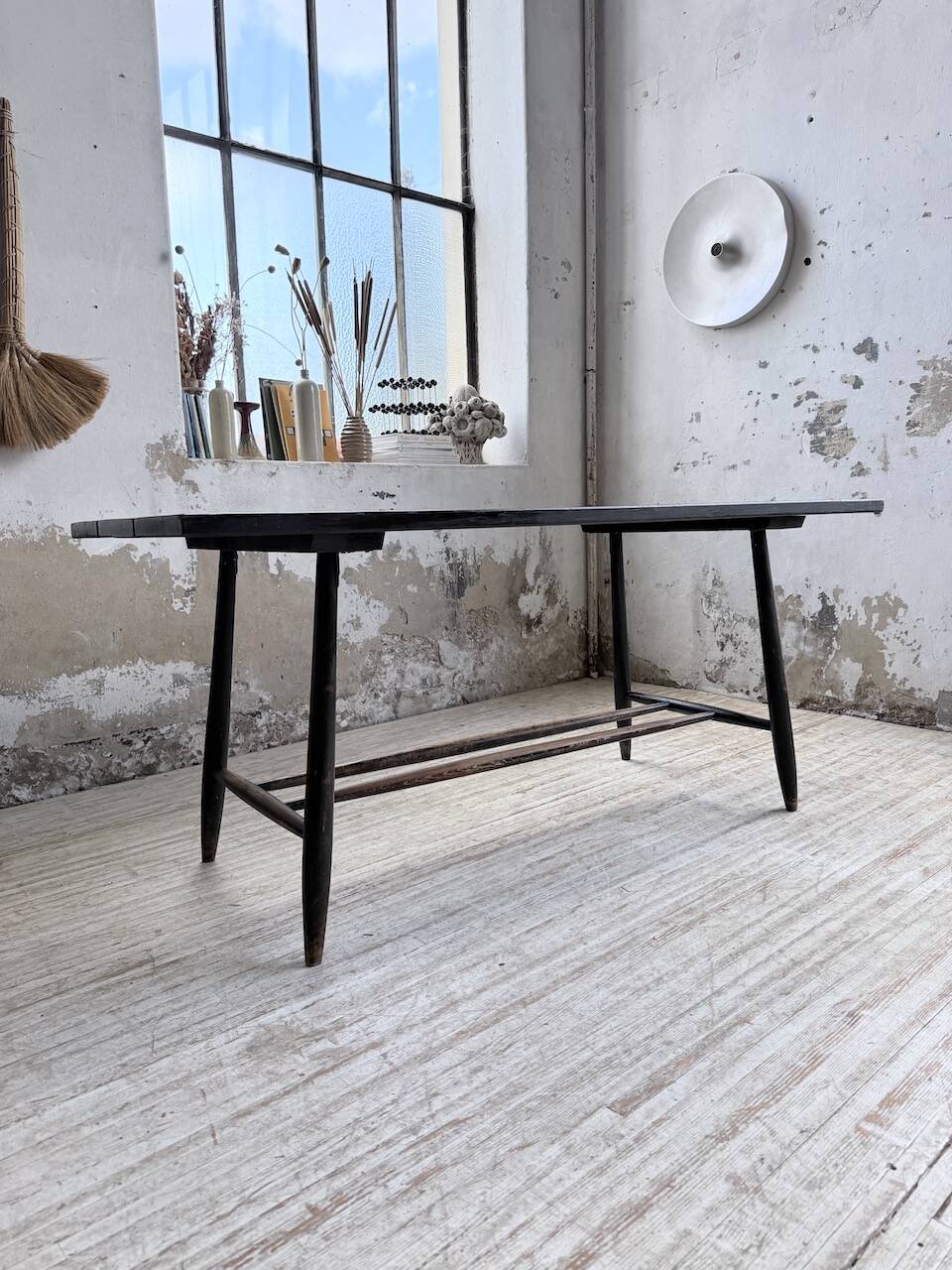 Tapiovaara dining table, black patina, 1950s.