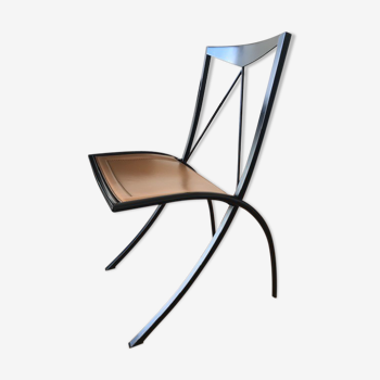 Chaise pliante Ligne Roset Cattelan Italia métal et cuir