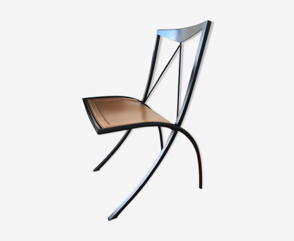 Chaise pliante Ligne Roset Cattelan Italia métal et cuir