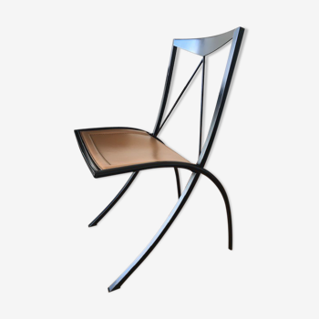 4 Roset Line folding chairs - Cattelan Italia metal and leather
