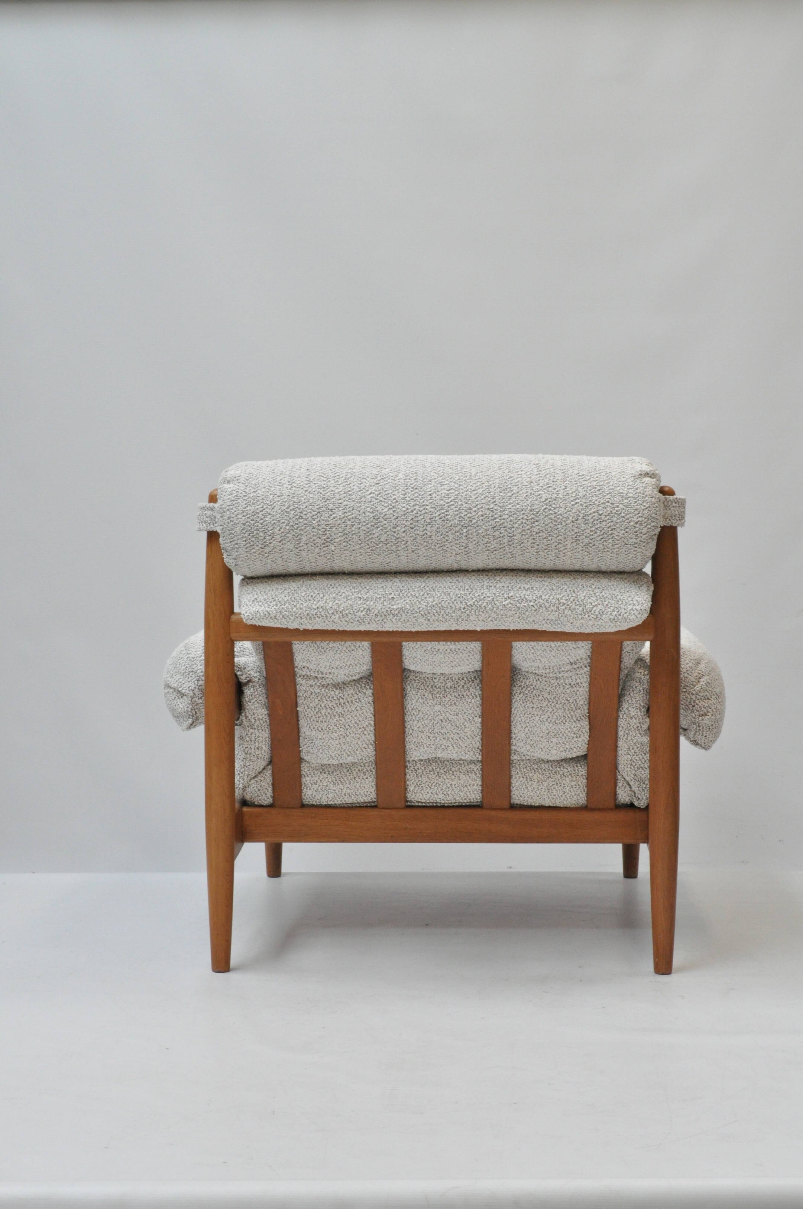 Scandinavian Lounge Armchair by Eric Merthen, 1960s – Reupholstered in Whit