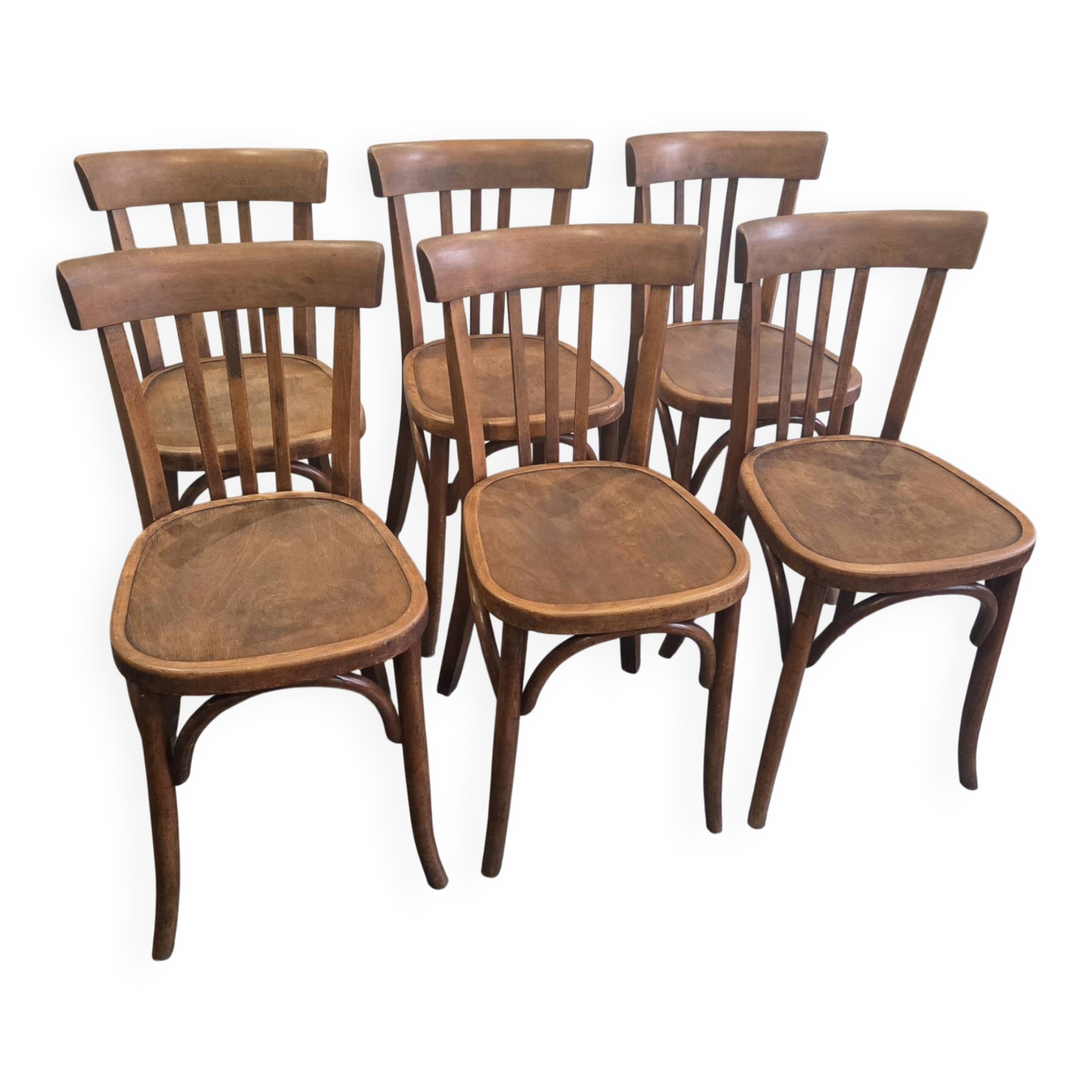 Lot de 6 chaises de bistrot Fischel vintage, années 1970