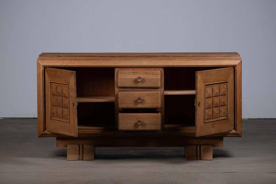 Brutalist oak enfilade, Dudouyt, France, 1940s