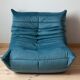Togo living room set in blue velvet by Michel Ducaroy for Ligne Roset, set of 5