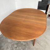 Scandinavian round teak table with extension