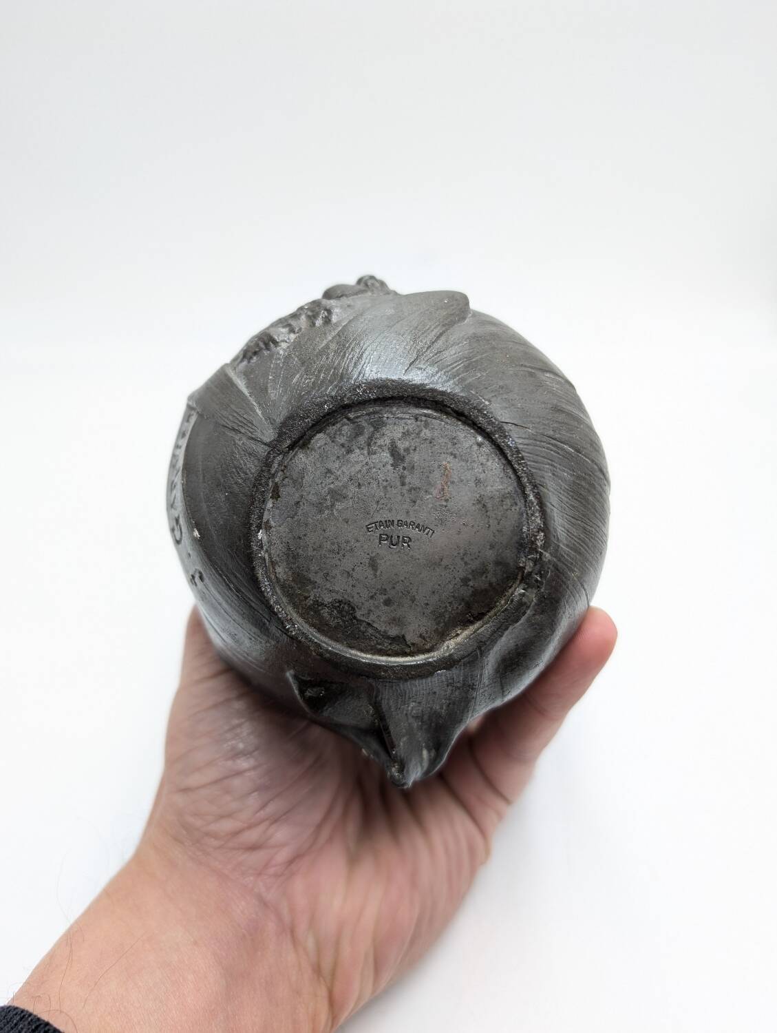 Pewter vase - art nouveau - nude woman j. garnier