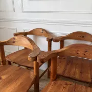 4 pine armchairs from the 1970s