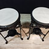 Pair of cast iron pedestal tables XIXth
