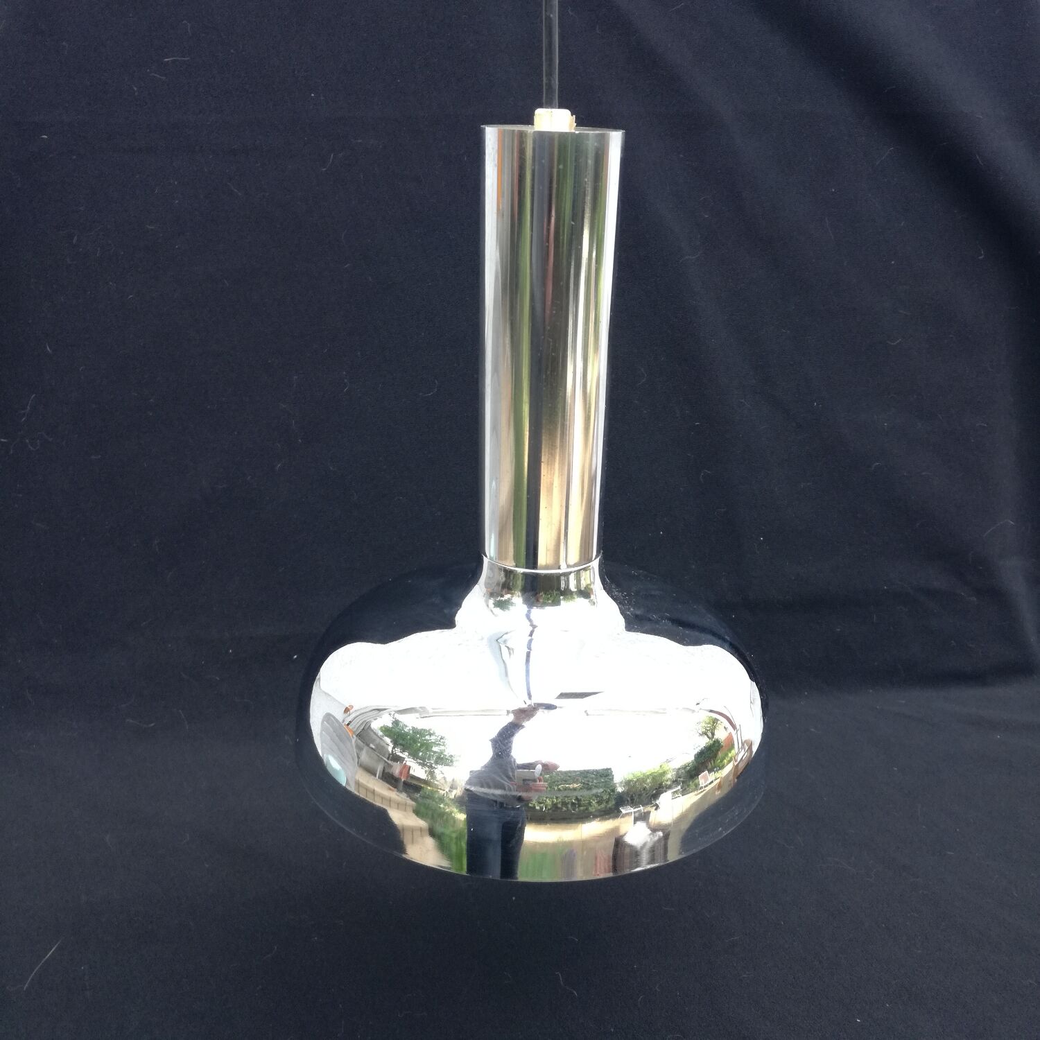 Chrome space age pendant lamp