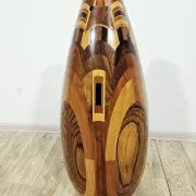 Monumental wooden floor vase / intarsia / wood mosaic / Africa / 1950s–1960