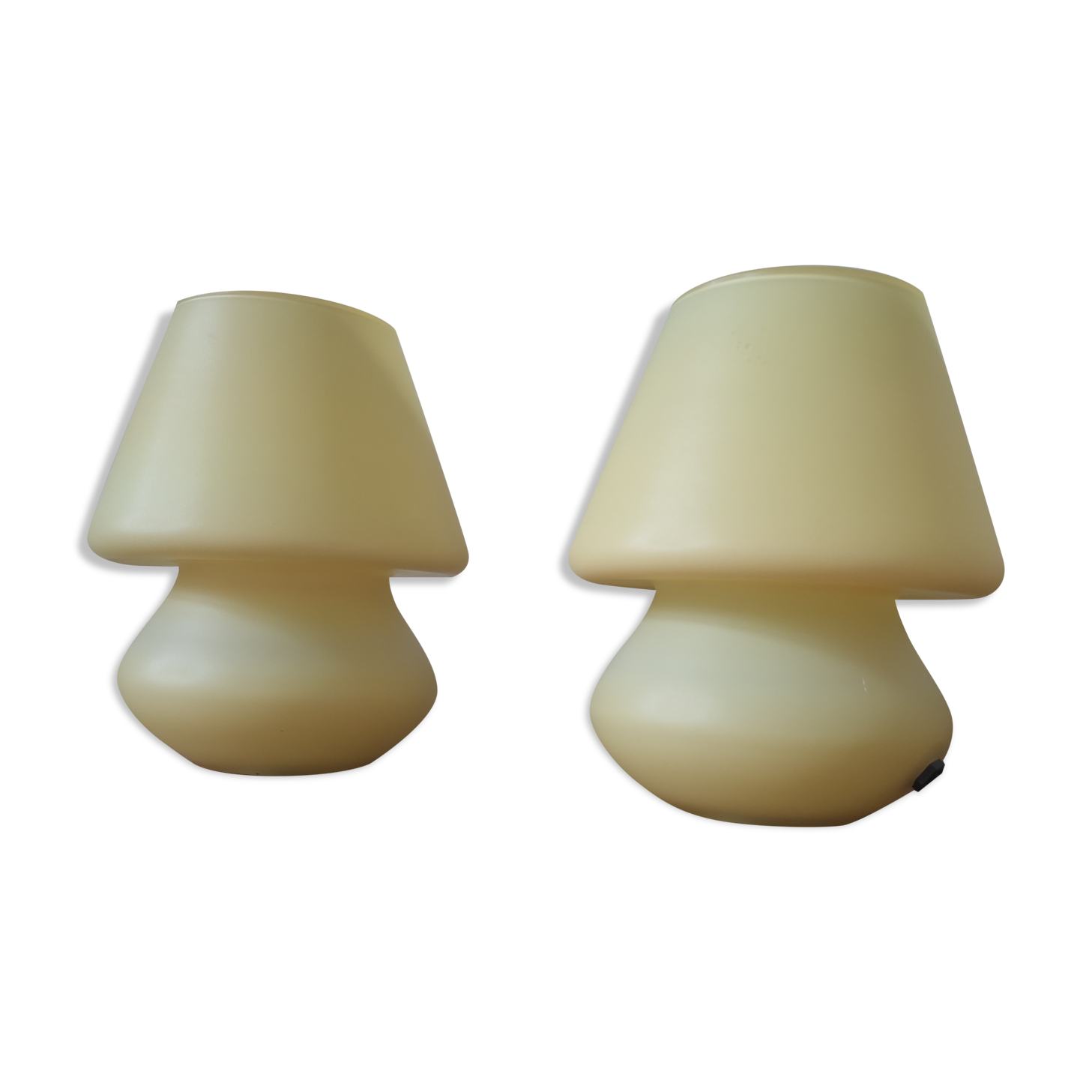 Pair of mushroom glass bedside lamps