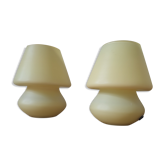 Paire de lampes de chevet mushroom en verre