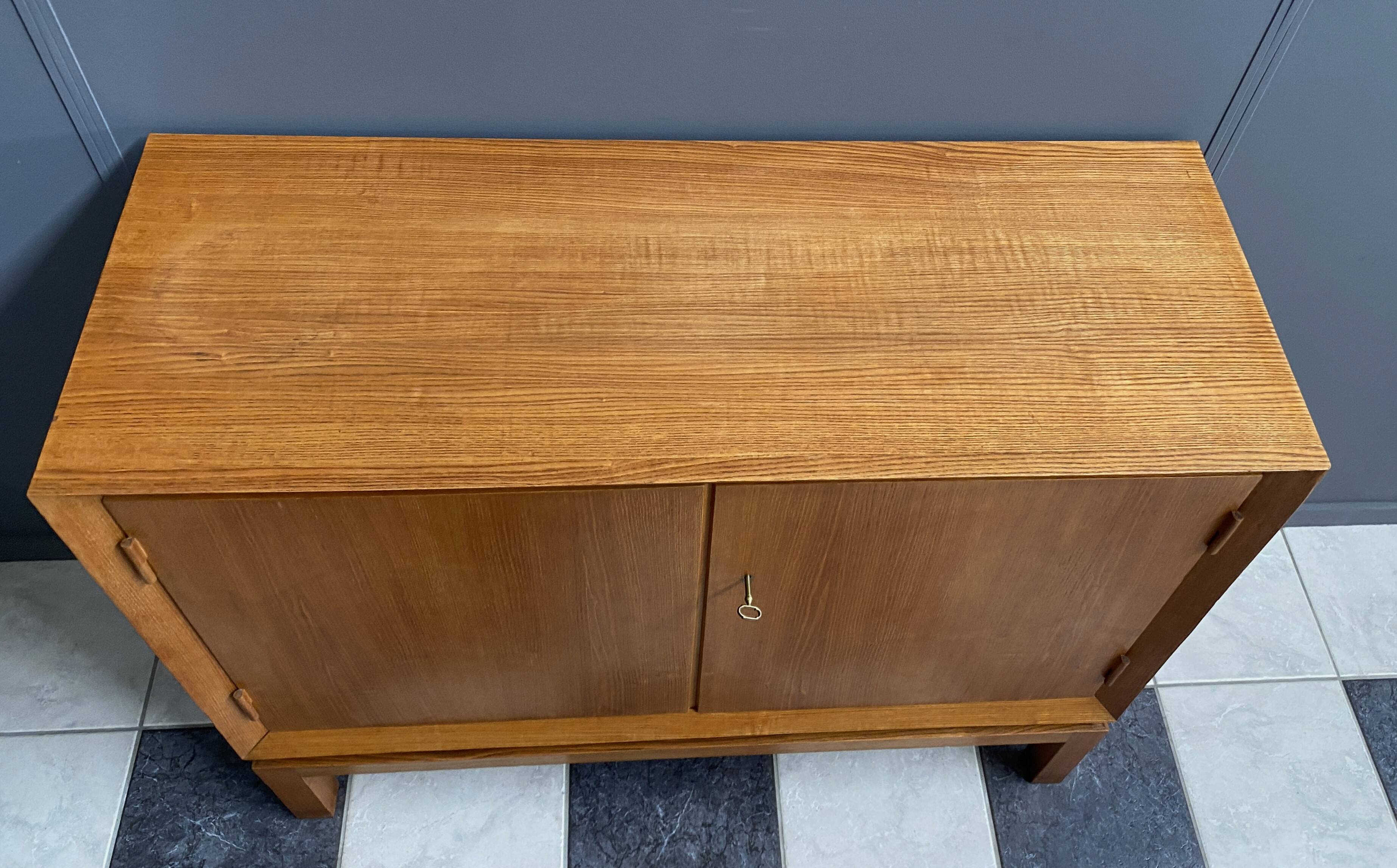 wood sideboard 2doors and drawers inside 1970s