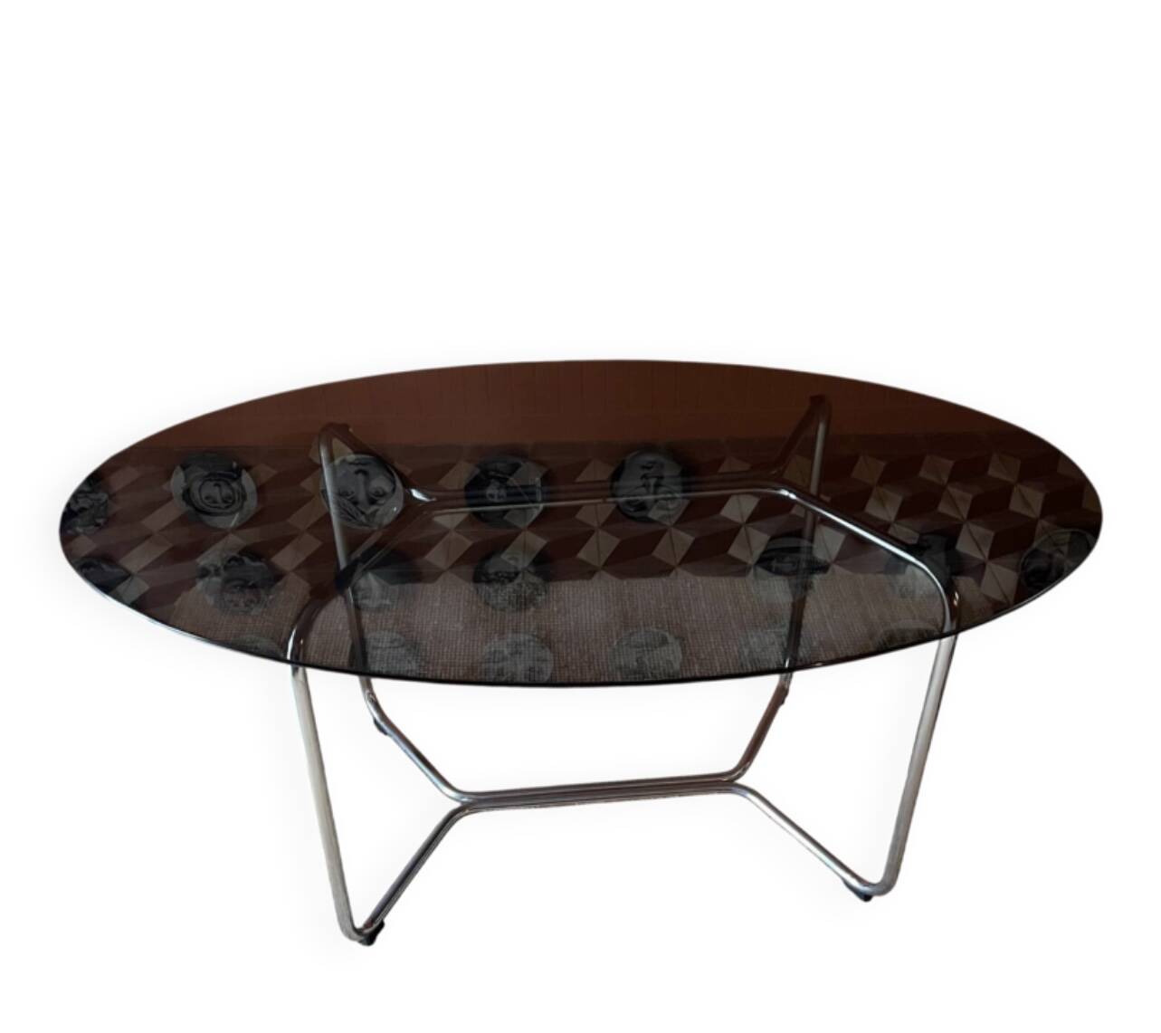 Vintage glass and chrome table