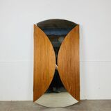 Scandinavian round triptych mirror, teak frame, 1960s.
