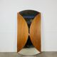 Scandinavian round triptych mirror, teak frame, 1960s.