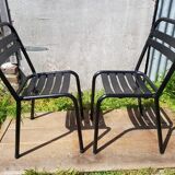 Set of 4 Tolix T2 chairs & vintage white table