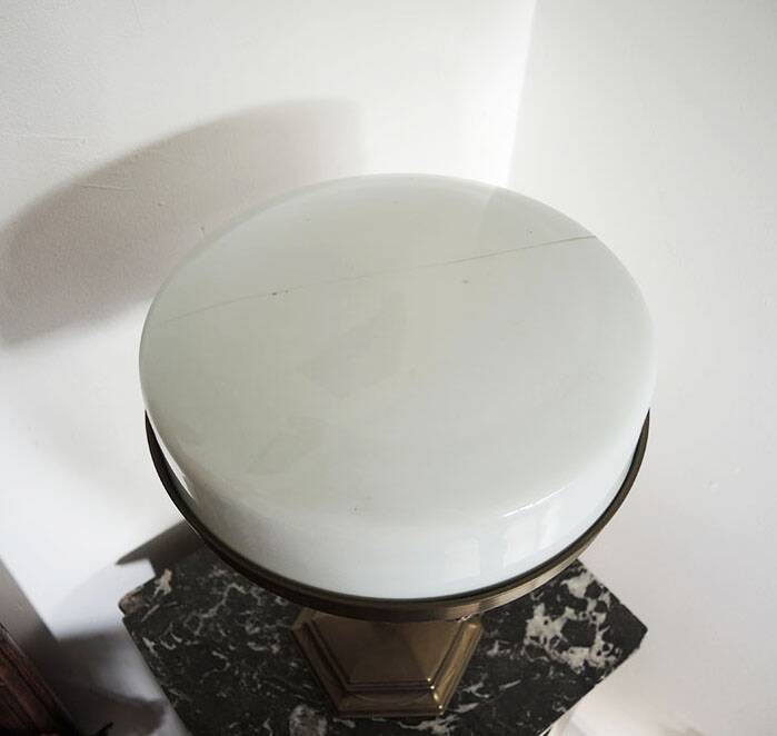 Old Art Deco Table Lamp in Brass & Glass