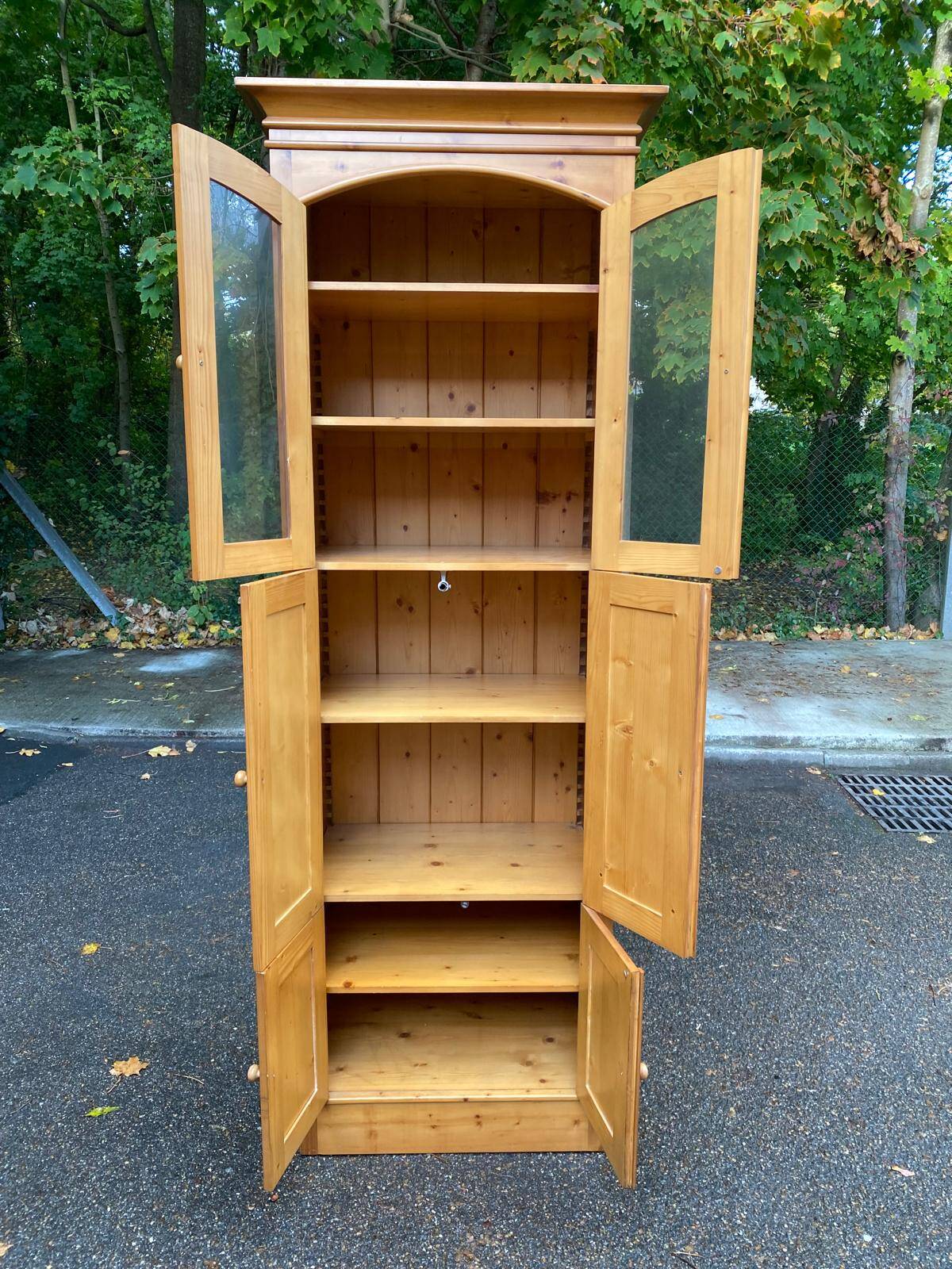 Scandinavian tall solid wood wardrobe with hanging space