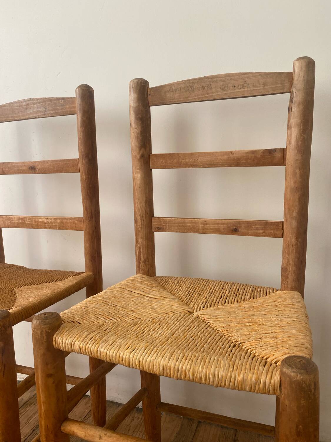 Lot de 6 chaises en orne et paille