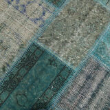 7x10 Green Vintage Patchwork Rug 300x210Cm