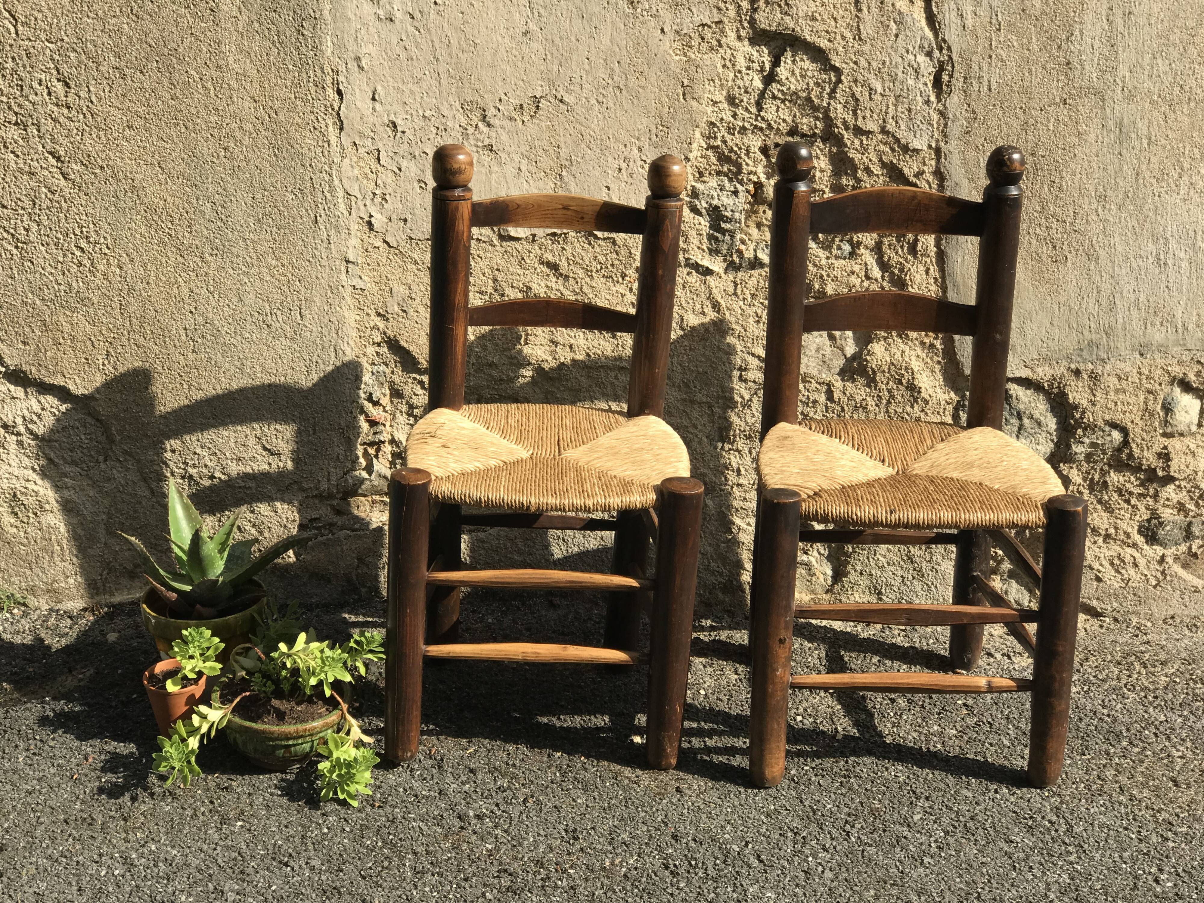 Pair of straw chairs