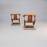 70s handmade wood carved throne chair