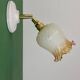 Vintage tulip wall light in white and amber glass