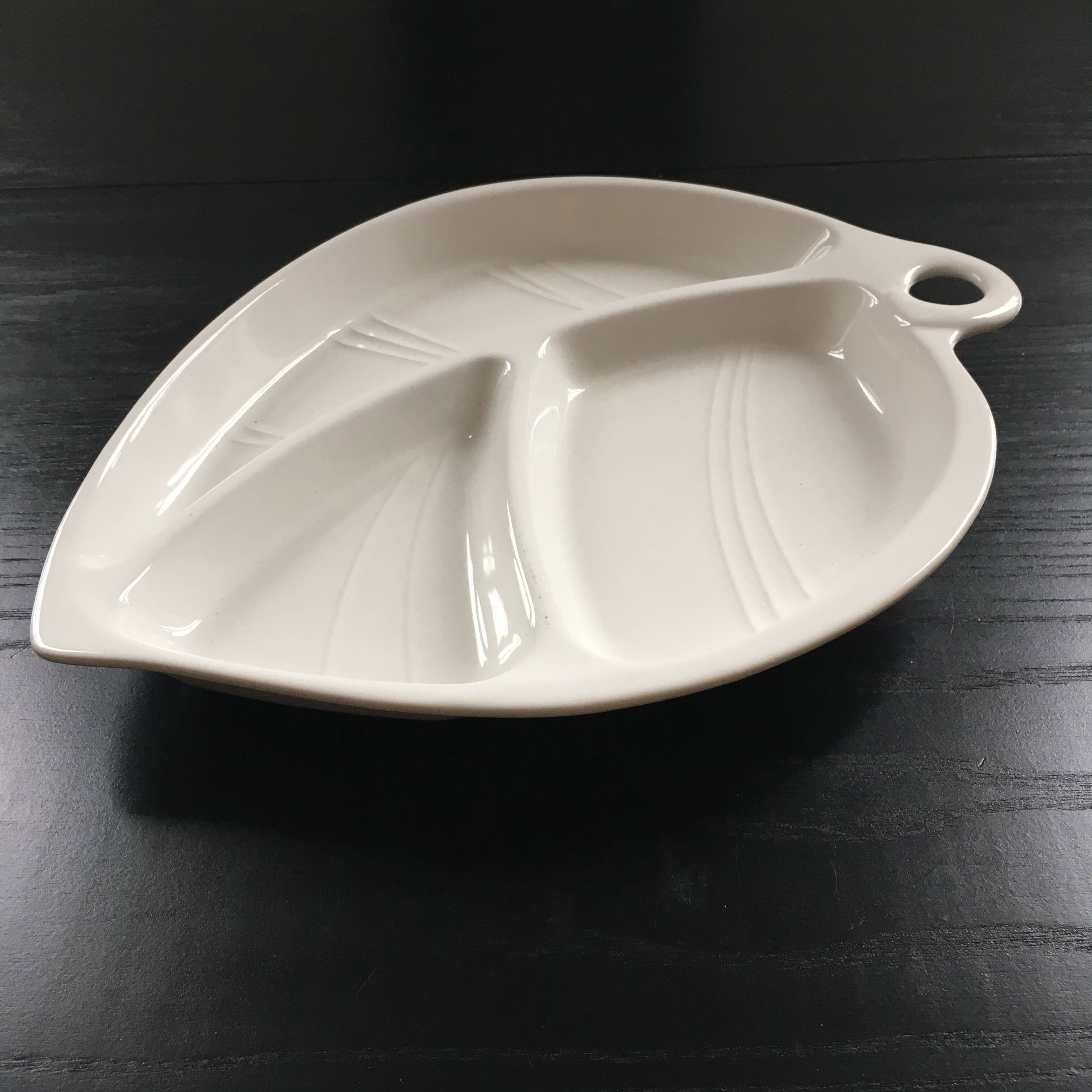 White earthenware leaf dish