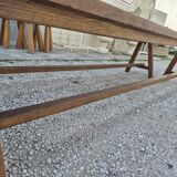 Pair of rustic solid oak farm benches 19th century - 2m90