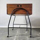 60s Mid-Century Modern Locking Rolling Cabinet / Side Table
