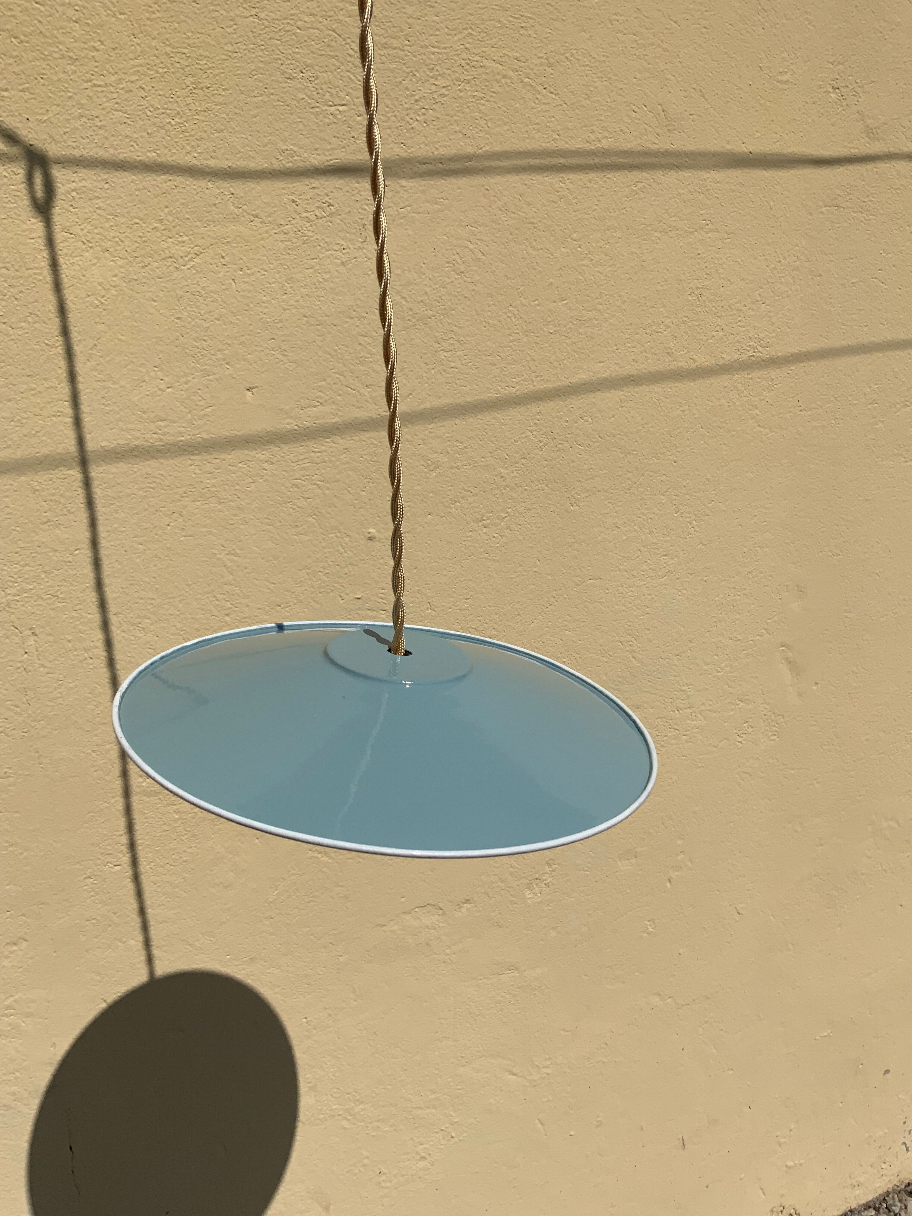 Suspension lampshade vintage blue and white