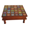 Table à thé carrée en palissandre avec 36 carreaux de céramique peints à la main