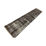 Distressed Turkish Narrow Runner 310x69 cm wool Vintage rug, Overdyed Grey