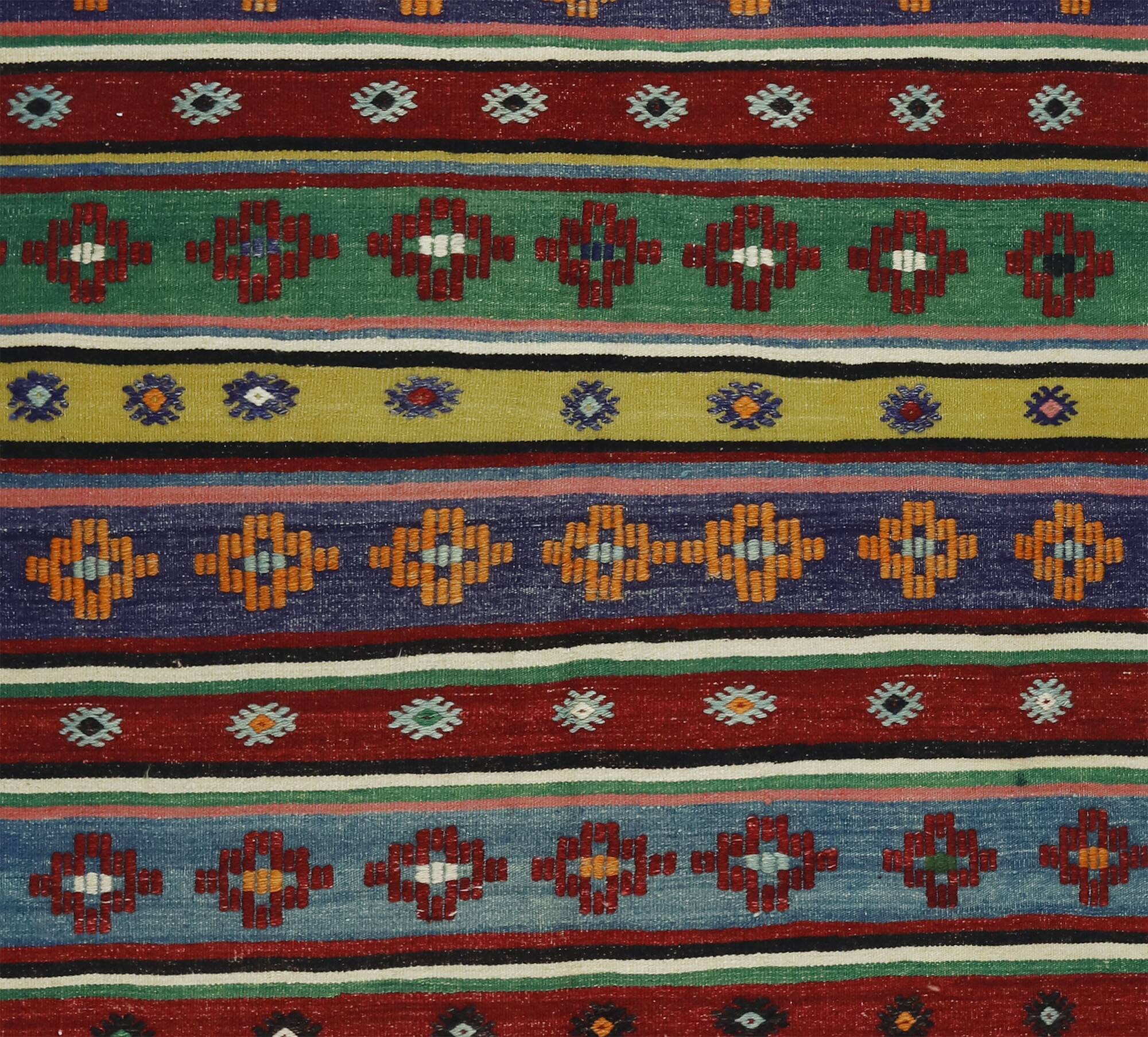 Kilim Oushak vintage multicoloured striped 250 x 163 cm