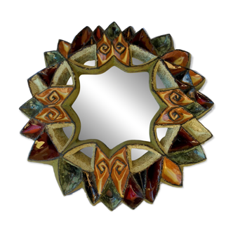 Vintage 70s Roland Zobel ceramic sun mirror