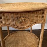 Side table in bamboo and rattan, 60s-70s