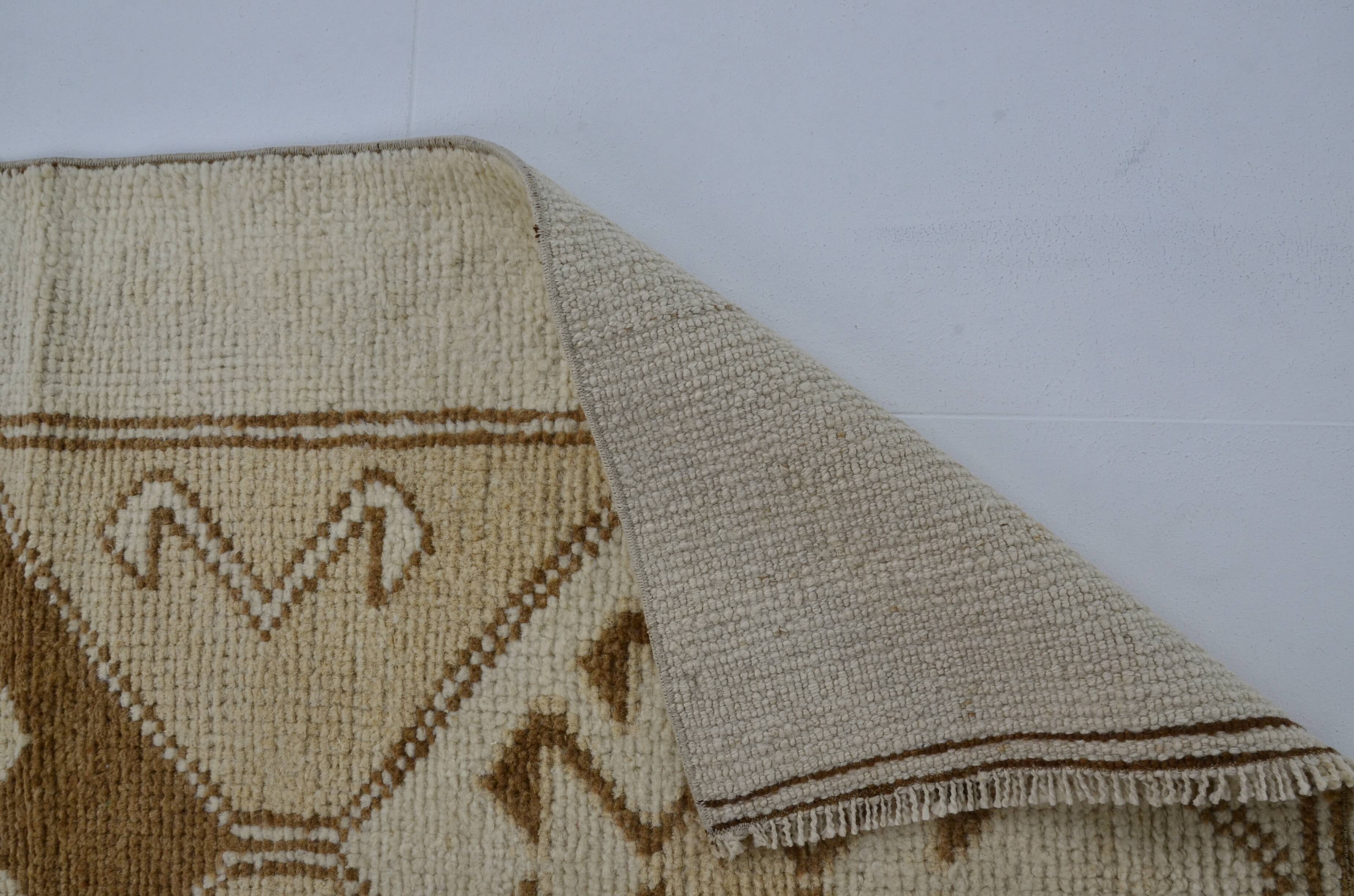 White Tribal Oushak Turkish Runner sku 2071