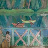 View of the terrace oil on panel