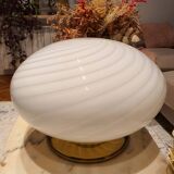 Large globe white swirl table wall or ceiling lamp in Murano glass italian vintage home decor MCM Midcentury modern flush mount sconce light