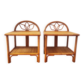 Pair of vintage rattan bedside tables - side tables