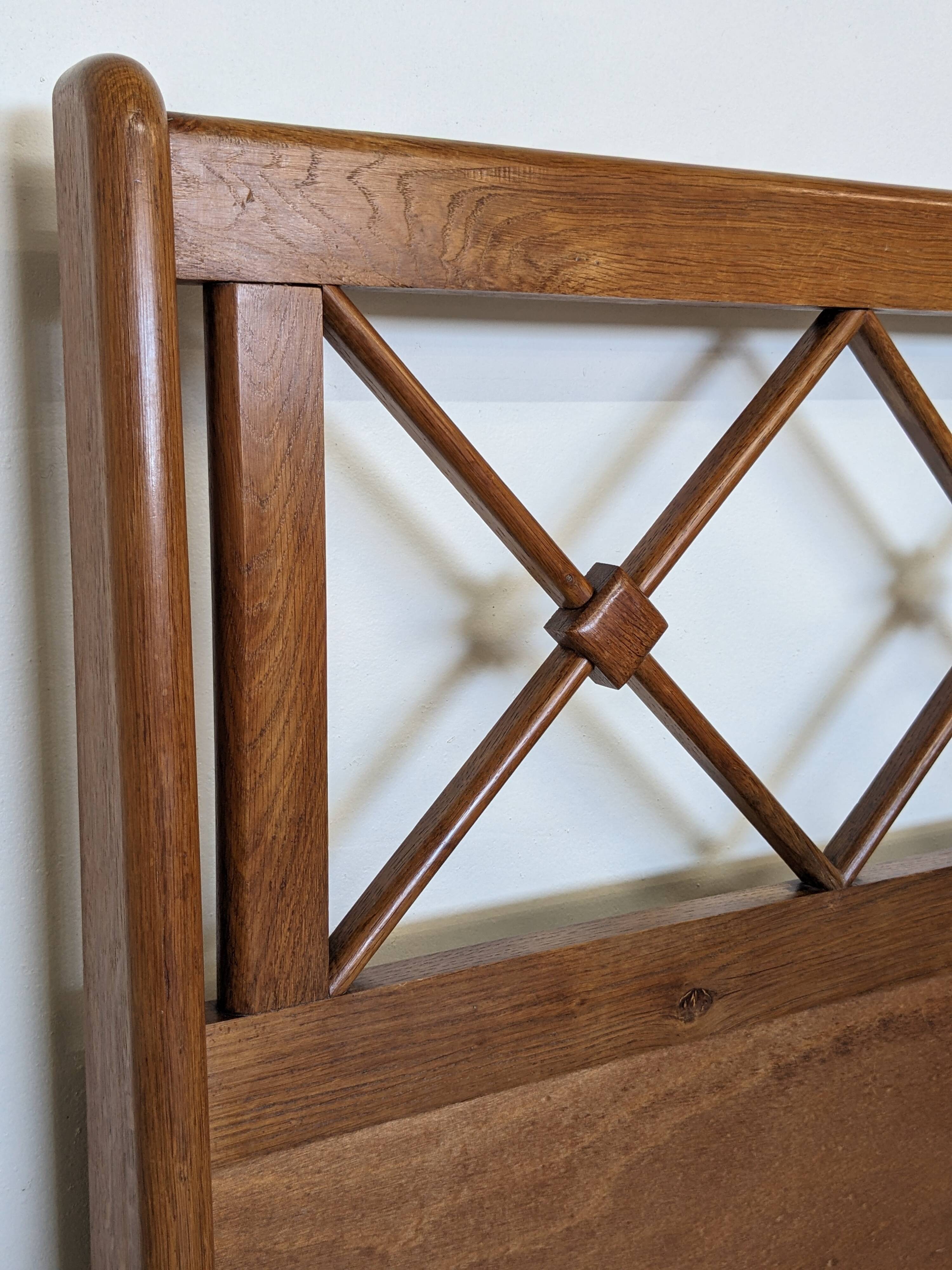 Double bed from Atelier Saint-Sabin in solid oak with lattices - 1950s